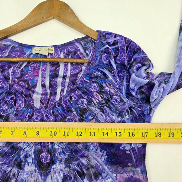 Live And Let Live Velvet Top Womens Size Small Purple V-Neck Fairy Whimsical - Picture 12 of 14